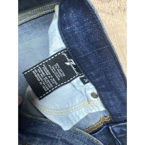 7 for All Mankind Distressed Josefina Skinny Boyfriend Denim Blue Jeans Size 26 - Picture 5 of 7